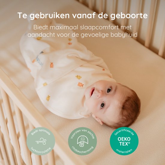 Puckababy Piep Inbakerslaapzakje baby (0-3m) - Gummy Bears - Katoen TOG 0.5 - Zomerslaapzak van Puckababy — afbeelding 5