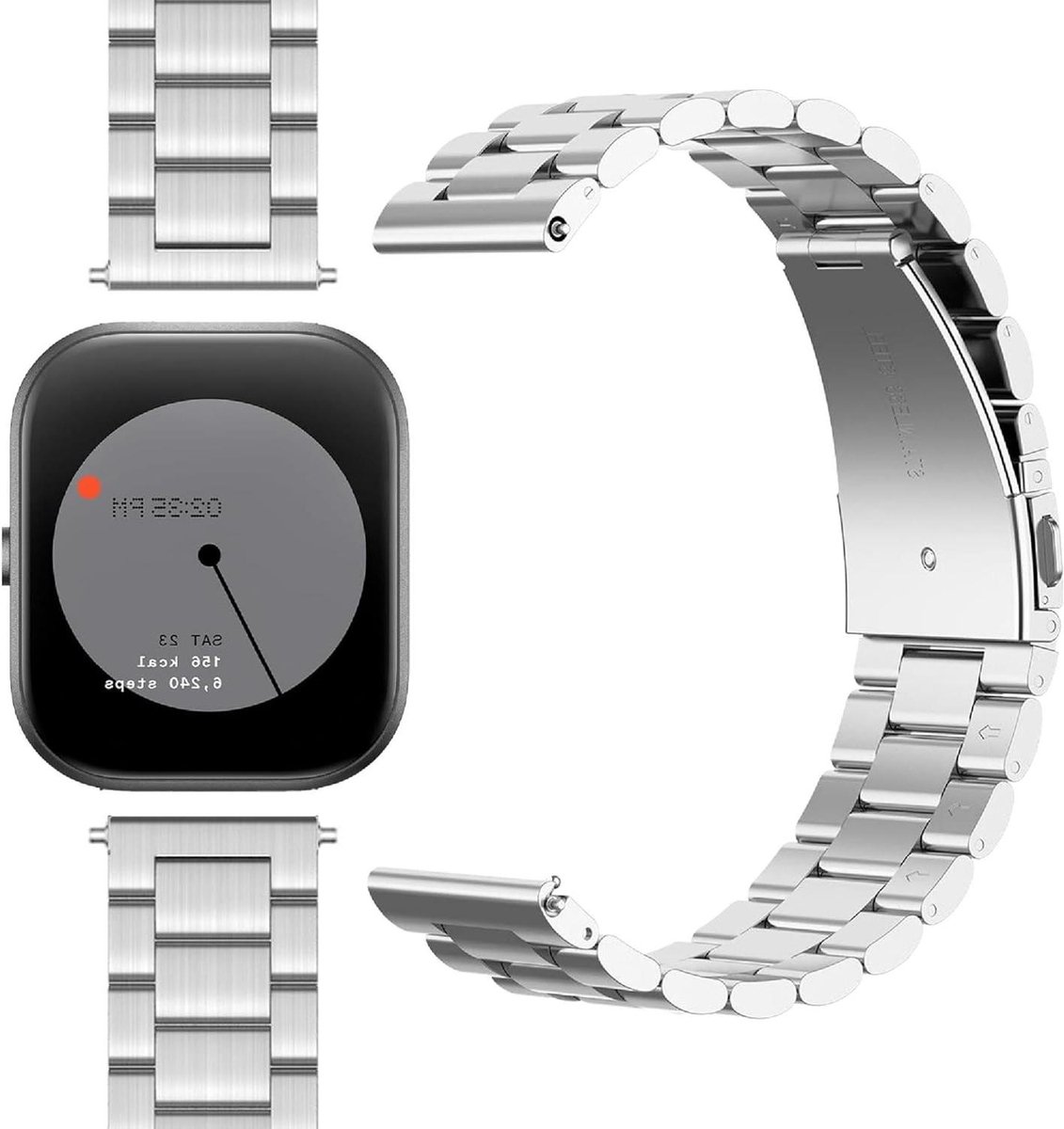 Roestvrijstalen Horlogeband Compatibel met Smartwatch, Vervangende Band - Zilver, Slijtvast en Licht