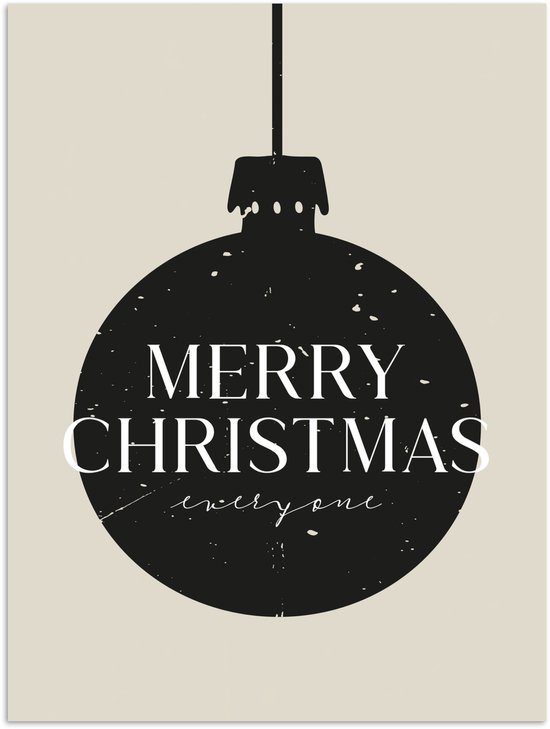 Poster 90x120 cm - Kerstballen - Japandi - Christmas - Zwarte kerstballen - Posters - Kamer decoratie - Wanddecoratie woonkamer - Muurdecoratie slaapkamer - Kerstversiering - Kerstdecoratie voor binnen - Kerstmis
