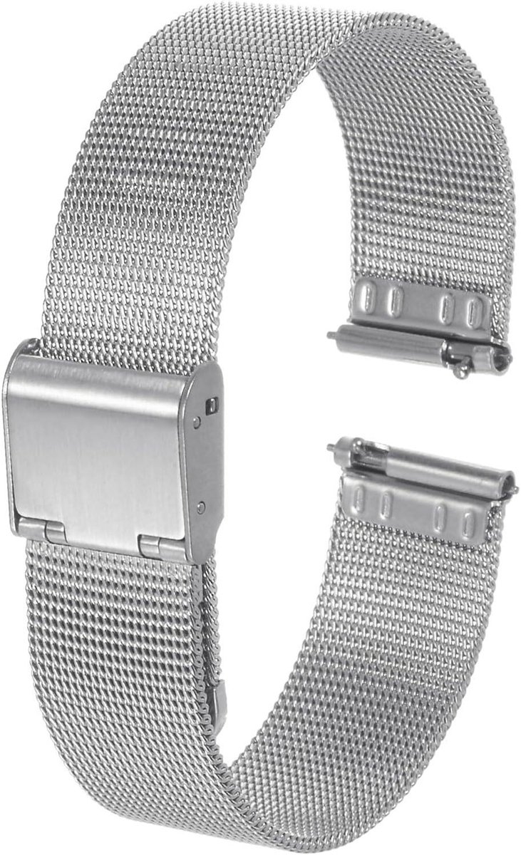 Roestvrijstalen mesh horlogeband 12 mm met snelsluiting - verstelbare metalen armband - zilver - geschikt voor mannen en vrouwen