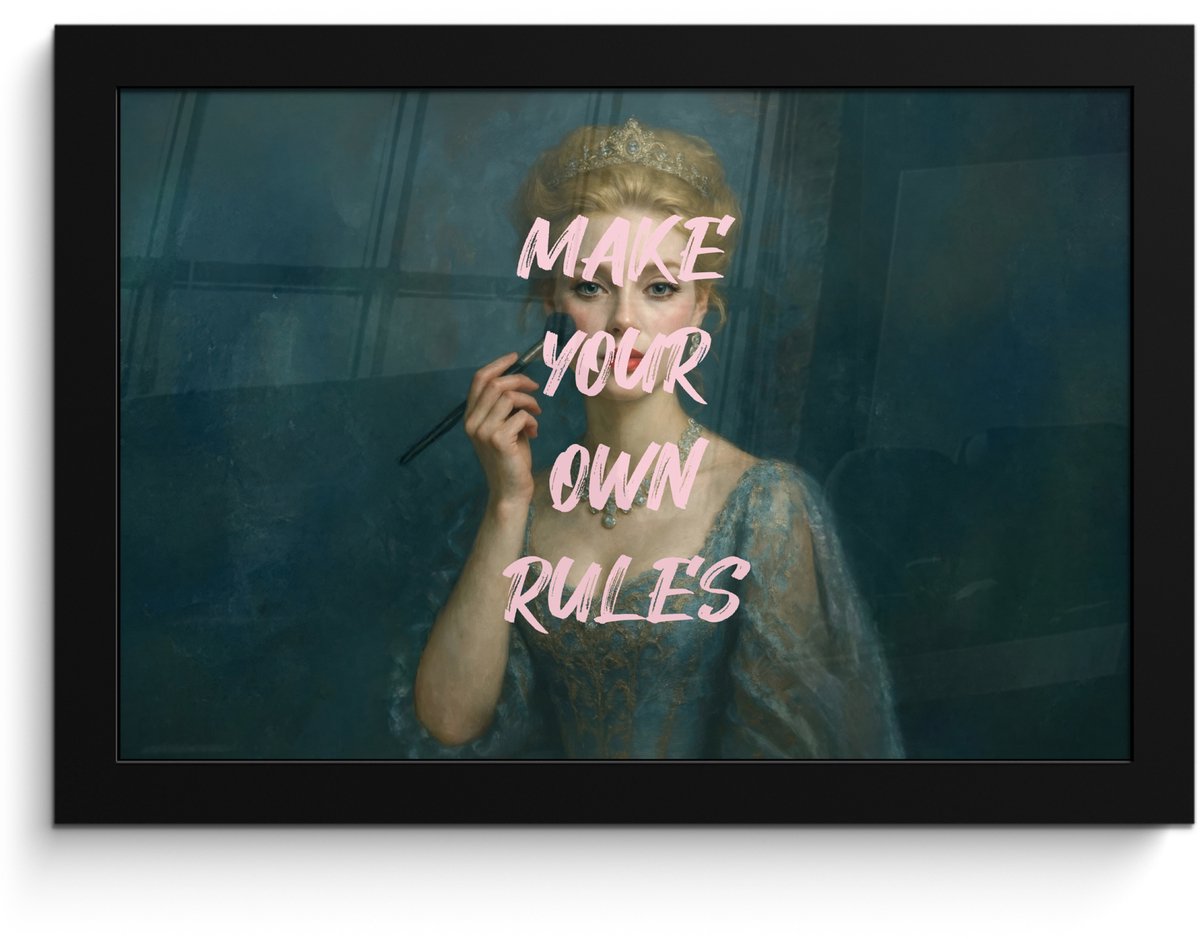 FrameYourWall Poster in lijst - Fotolijst 30x20 cm - Posters - Klassiek - Sierlijk - Roze - Posterlijst zwart - Decoratie - Wanddecoratie woonkamer - Muurdecoratie slaapkamer Make your own rules