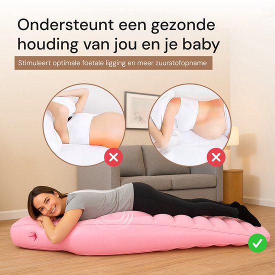 Grokos - Zwangerschapskussen - Kussen - Buikkussen - Lichaamskussen - Zwanger - Zwangerschapskleding - Zwangerschap - Borstvoedingskussen - Zijslaapkussen - Roze van Grokos — afbeelding 5