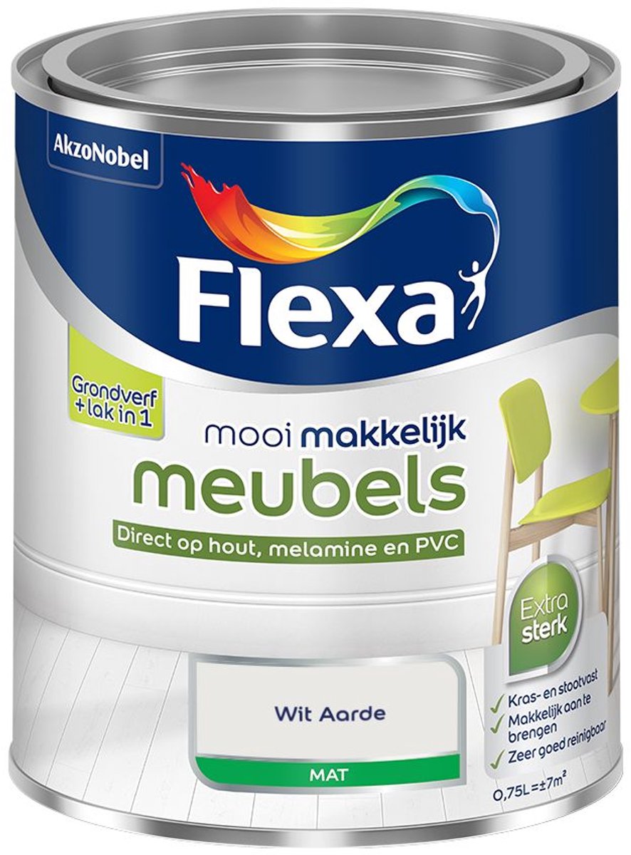 Flexa - mooi makkelijk meubels mat - Wit Aarde - Mengverf - 0.75 L