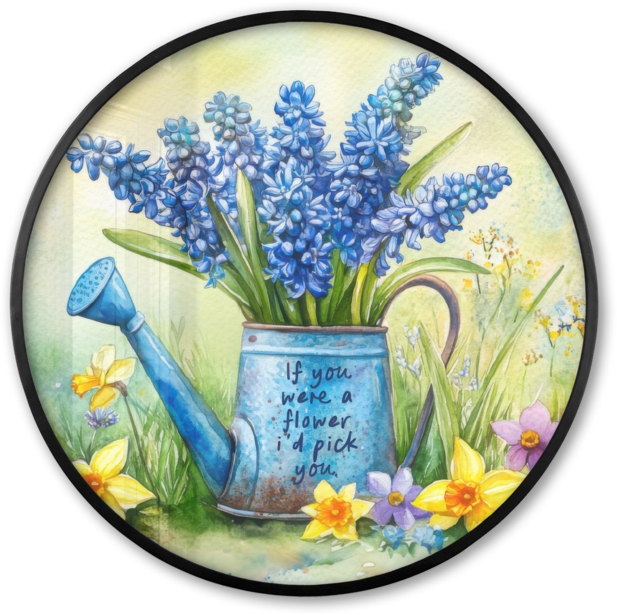 Poster in lijst Rond - Fotolijst 60x60 cm - Posters - Lavendelbloemen - Quote - Gieter - R