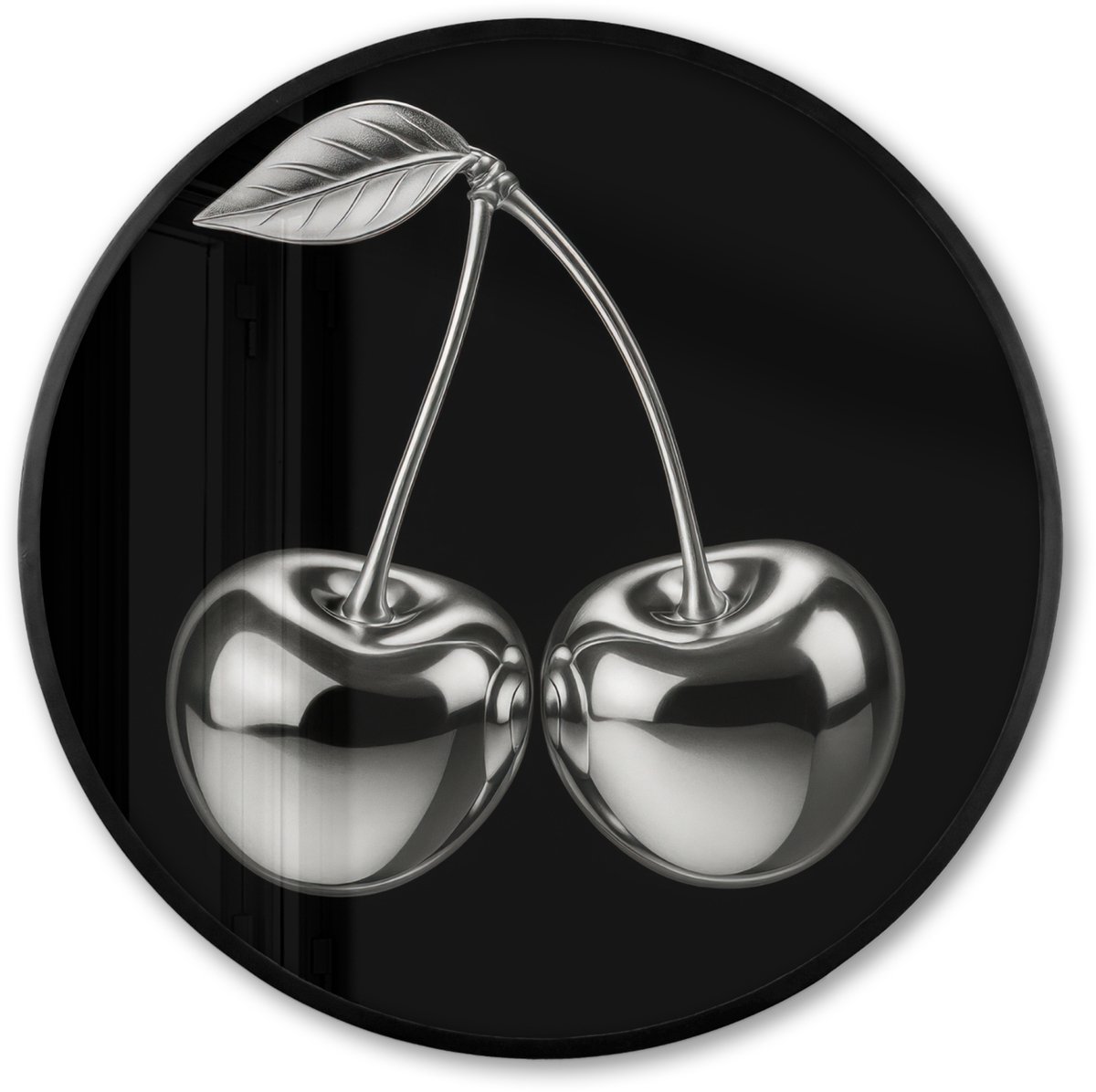 FrameYourWall Poster in lijst Rond - Fotolijst 80x80 cm - Posters - Kers - Luxueus - Metallic - Ronde posterlijst zwart - Decoratie - Wanddecoratie woonkamer - Muurdecoratie slaapkamer