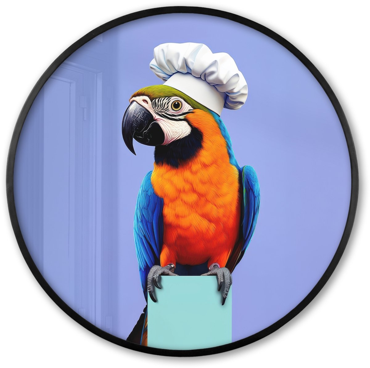FrameYourWall Poster in lijst Rond - Fotolijst 80x80 cm - Posters - Papegaai - Koksmuts - Vogel - Leuk - Ronde posterlijst zwart - Decoratie - Wanddecoratie woonkamer - Muurdecoratie slaapkamer Koksmuts - Papegaai