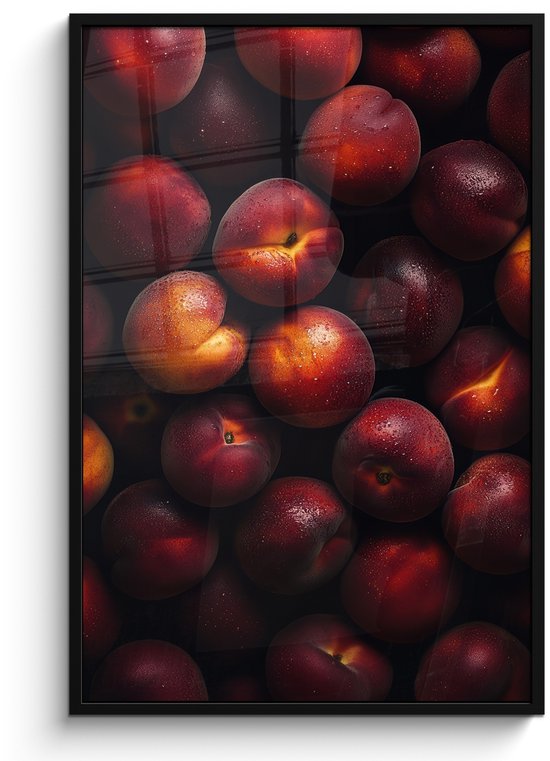 Affiche dans cadre - Cadre photo 80x120 cm - Affiches - Fruit - Gros plan - Nectarines - Cadre d'affiche noir - Décoration - Décoration murale salon - Décoration murale chambre à coucher