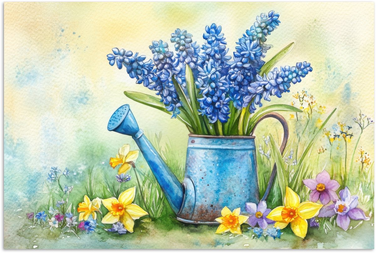 Poster 90x60 cm - Gieter - Lavendel - Bloesems - Posters - Kamer decoratie - Wanddecoratie