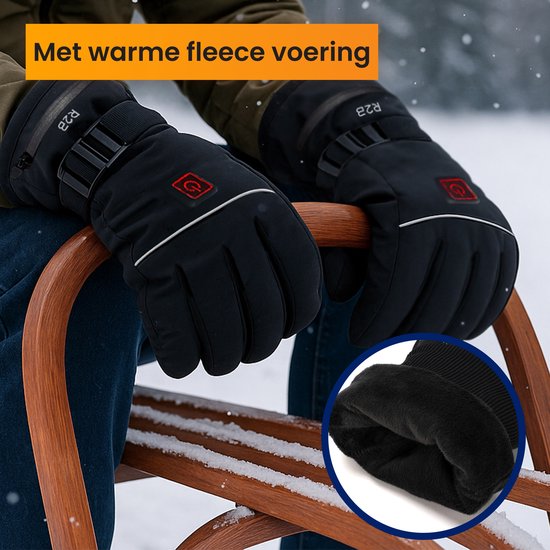 USB-verwarmde Thermische Handschoenen, met Fleece Gevoerde Ritssluiting Elektrische Verwarmingshandschoen Blootgestelde Vingertop Slijtvast voor Hardlopen (Zwart