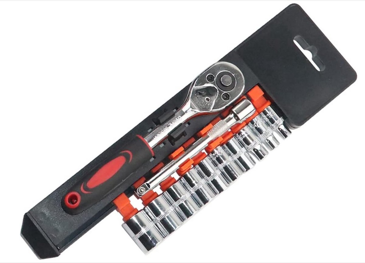 Kraftverdia® - Momentsleutel ¼” - Draaimomentsleutel Set - Fietsgereedschap - Reversibel Ratelmechanisme - Verstelbaar Koppel 5-25 Nm - Chroom Vanadium Staal - 12-delige Set