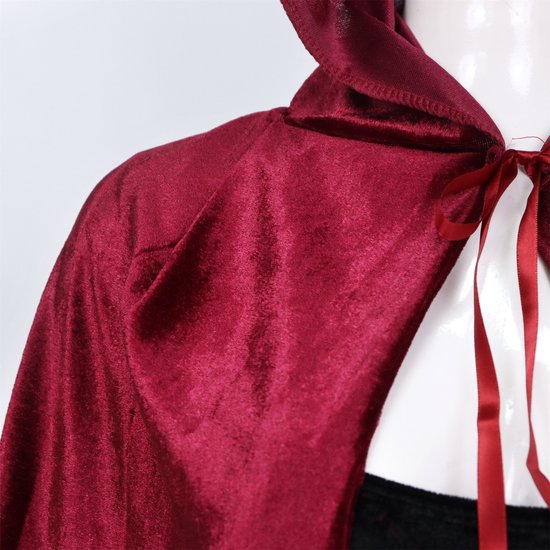Joya Kids ® Manteaux de Luxe Adultes avec capuche 170 cm | Costume pour le carnaval d'Halloween | Vampire à Cape rouge foncé | Déguisements pour Adultes | Mesdames et Messieurs | Rouge foncé | 170 cm de long