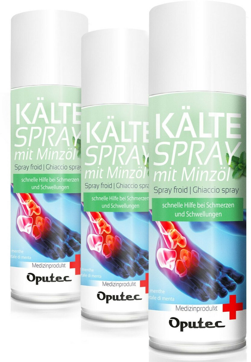 Oputec 3 x 400ml coldspray met mintolie – koelspray sportspray – medisch hulpmiddel – voor sportblessures