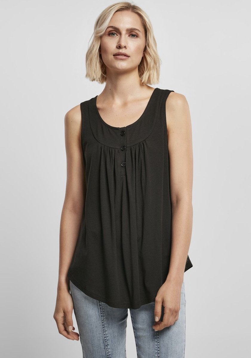 Urban Classics Viscose Button Up Mouwloze top XS Zwart