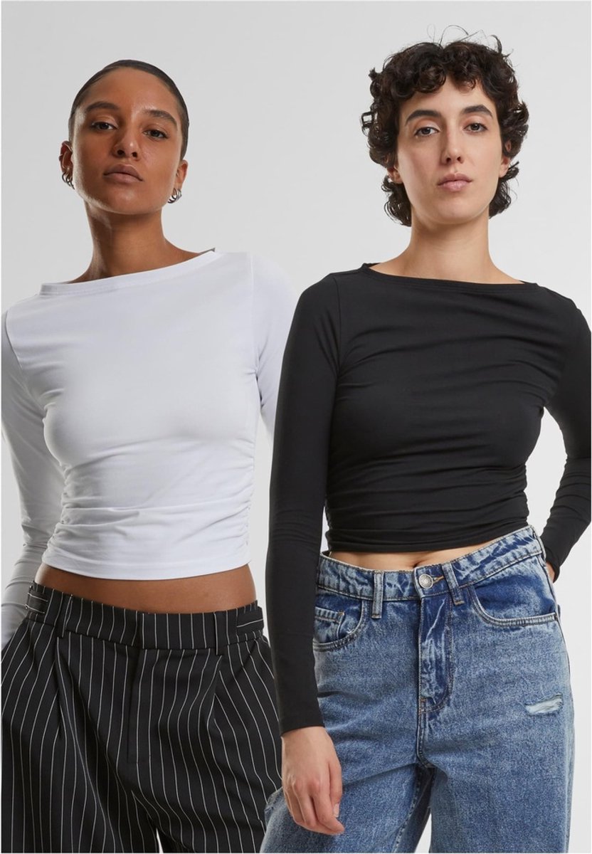 Urban Classics Ruffled Super Slim 2-pack Longsleeve top 3XL Zwart