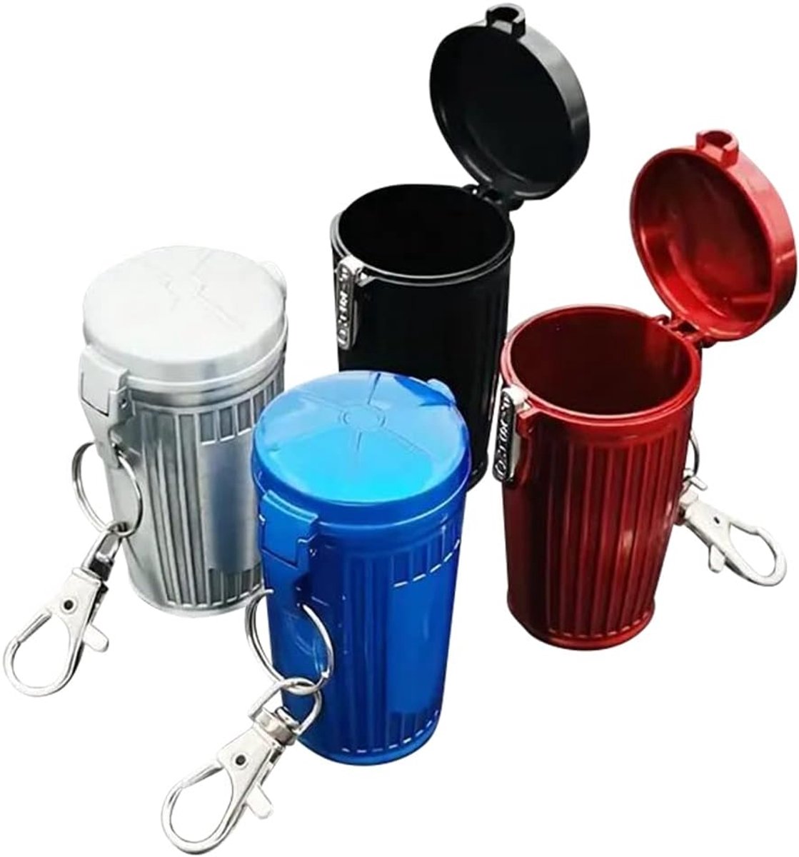 4-pack draagbare zakasbak mini roestvrij staal compacte zakasbak reisasbak, winddichte en geurbestendige asbak