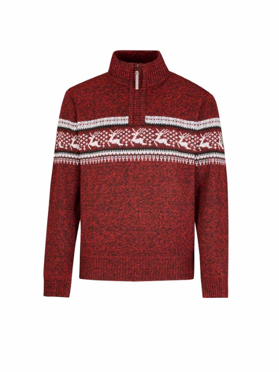 BJØRNSON Holger Scandinavisch Gebreide Pullover Heren - Teddy - Maat M - Rood