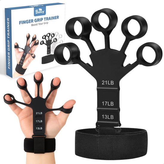 Boncy® Premium Handtrainer Set - 3 Weerstand Opties - Grip trainer Onderarm , Hand & Pols - Handknijper Fitness Gripper - Handtrainers Vingertrainer Gripster voor Forearm