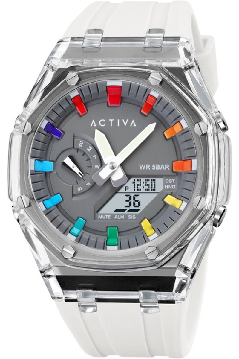 Activa x Invicta Digital ACW2100-003 Heren Horloge - Waterdicht - Digitaal - Quartz Uurwerk - Plastic met grijze Wijzerplaat - 53mm