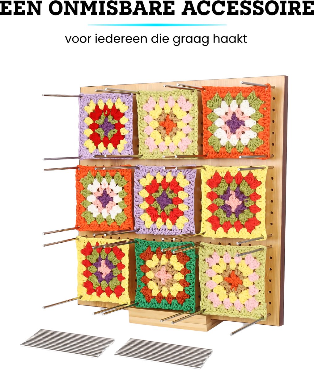 Somstyle Haakbord voor Granny Squares - 28 x 28 CM - Bord voor Haakwerk - Blokkeerbord Haken - Bruin — afbeelding 3