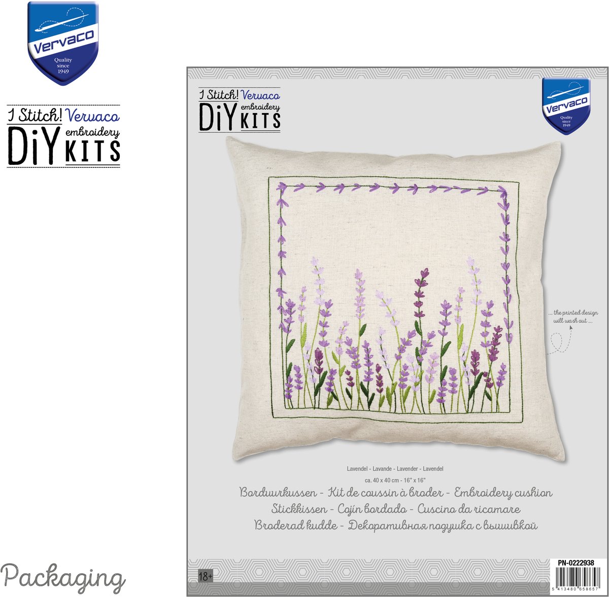 Vervaco - Kussen kit - Lavender - PN-0222938 - Borduren - Borduurpakket - Borduurpakket volwassenen - Borduurpakket kind — afbeelding 2