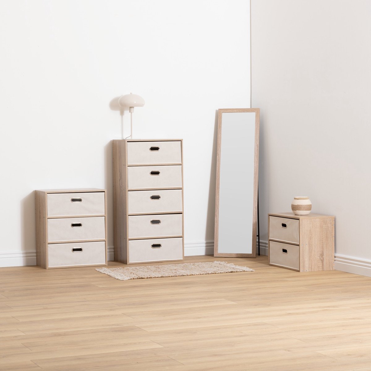 5Five Kleine Commode/Nachtkastje met 2 lades - 50x30x40cm - Beige