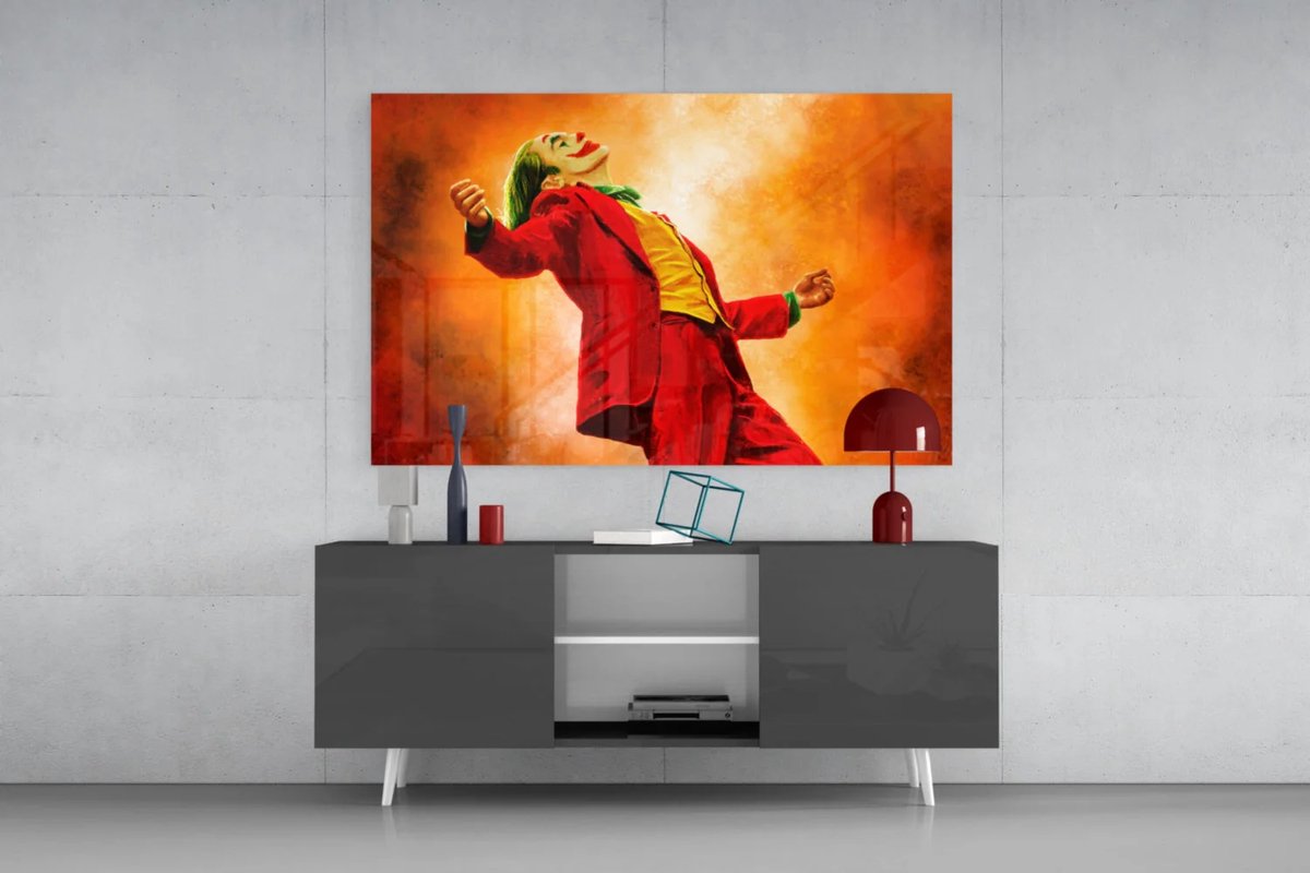 Glasschilderij - Joker - Wall Art - 90x60 cm