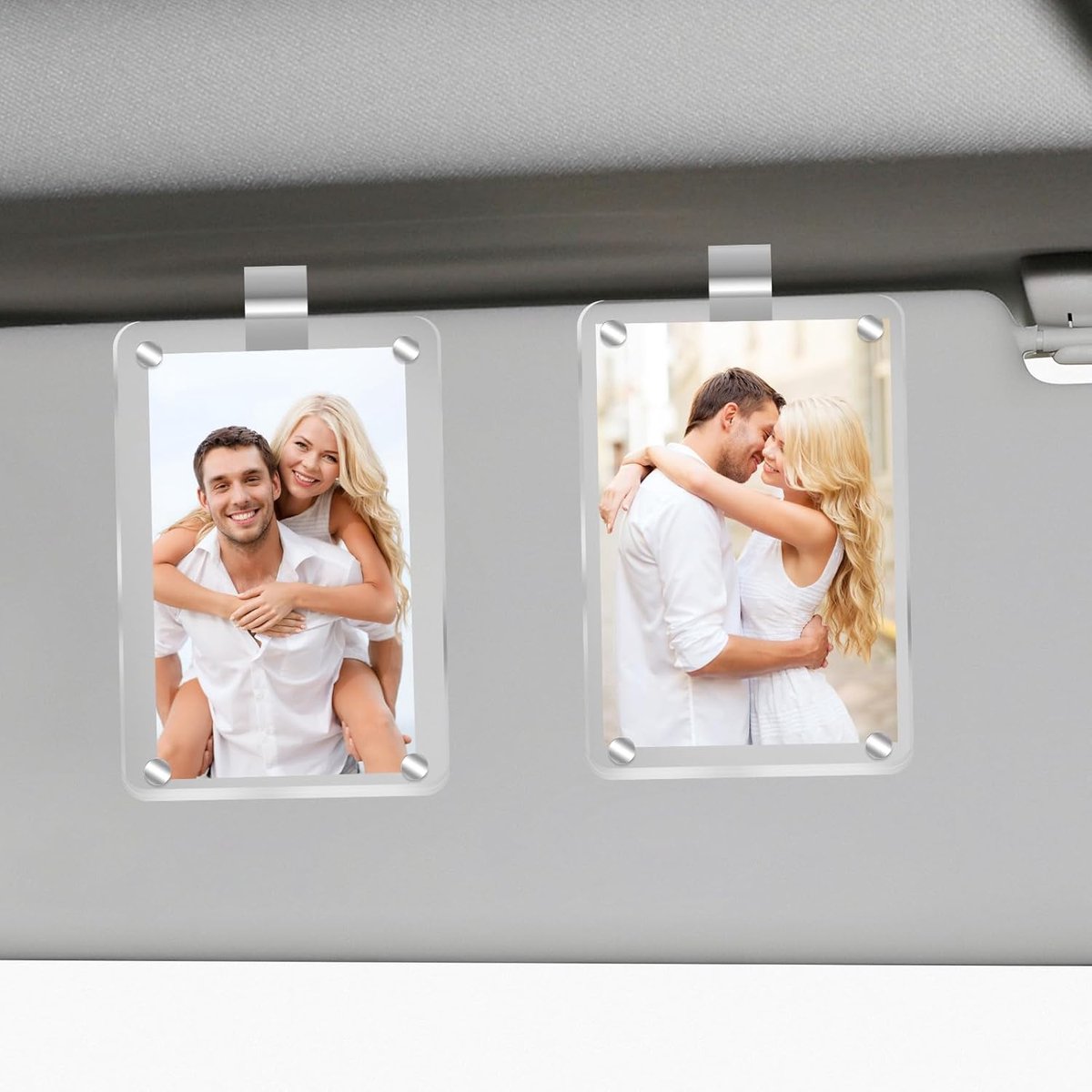 Image of 2-delige autofotolijst, acryl magnetisch gepersonaliseerd fotolijstje auto-accessoires autofotolijst auto zonneklepclip, gepersonaliseerd autofotolijstje, geschikt om familie- of persoonlijke foto's toe te voegen
