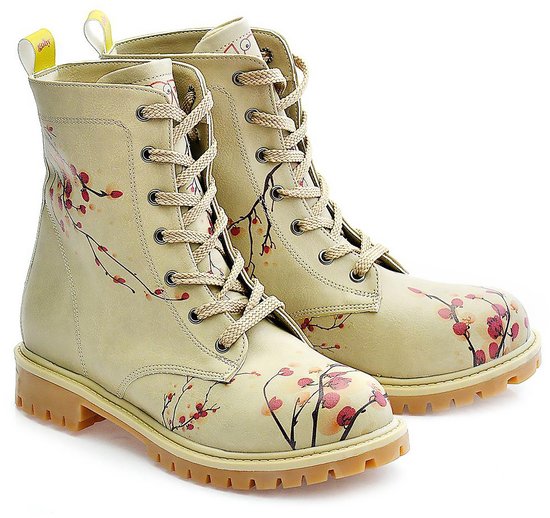 Goby Sakura Blossom - Bottes à lacets pour femme - Cuir vegan Handgemaakt - Pointure 39