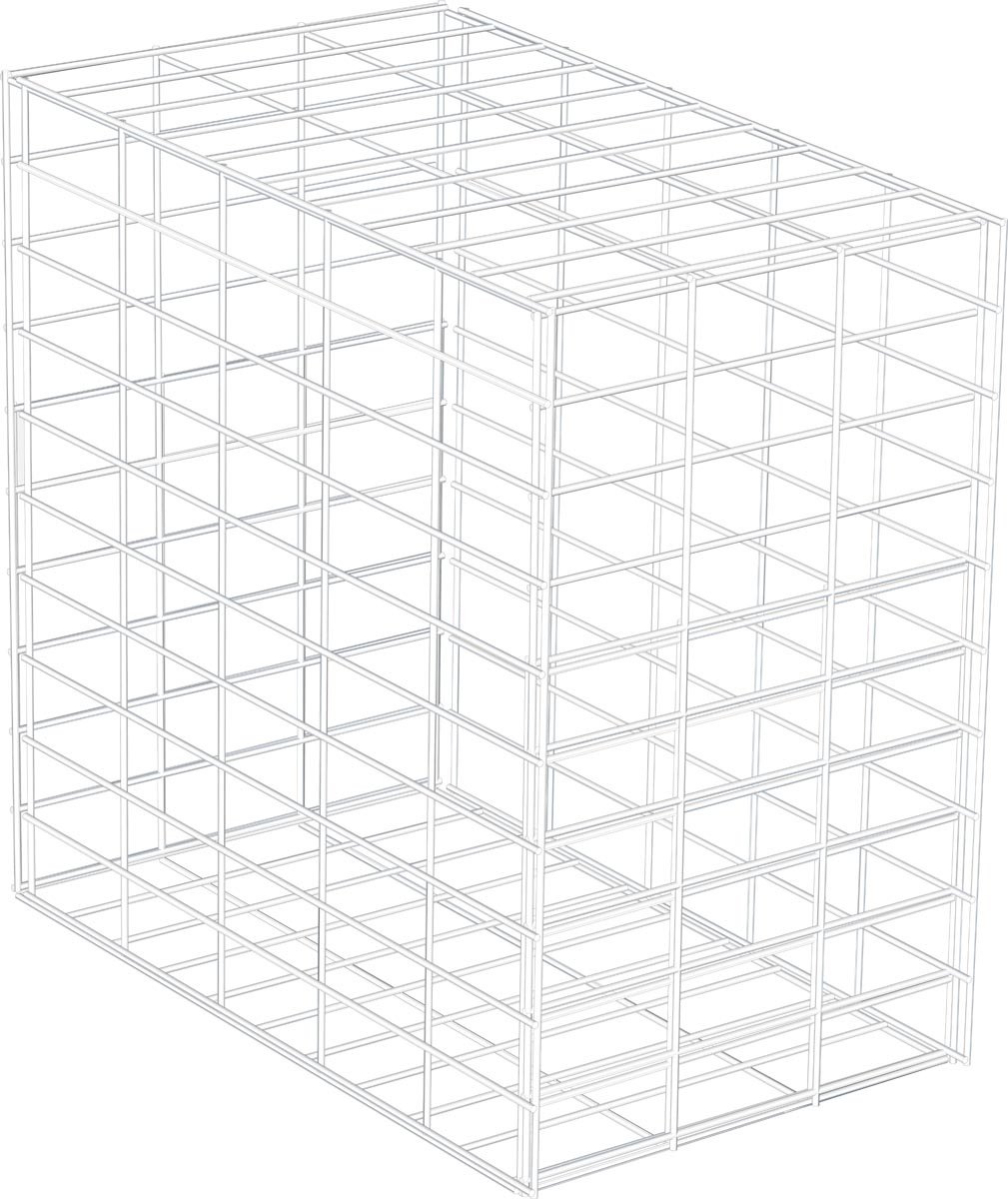 Schanskorf 50x50x30cm, compleet met spiralen + afstandhouder.