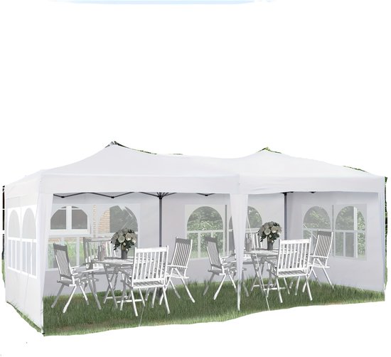 Outsunny vouwtent, 4 afneembare horren, waterafstotend dak, stalen frame, lichtgrijs, 3 x 3 m