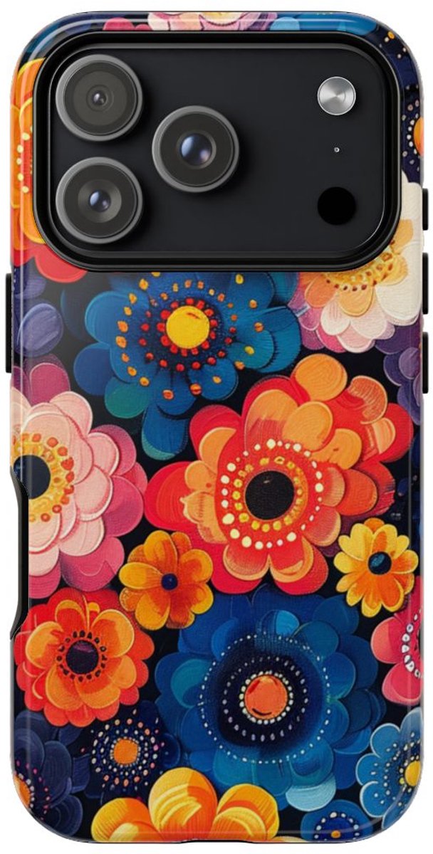 Levendig Abstract Bloemenpatroon – Telefoonhoesje Geschikt voor iPhone 17 Pro