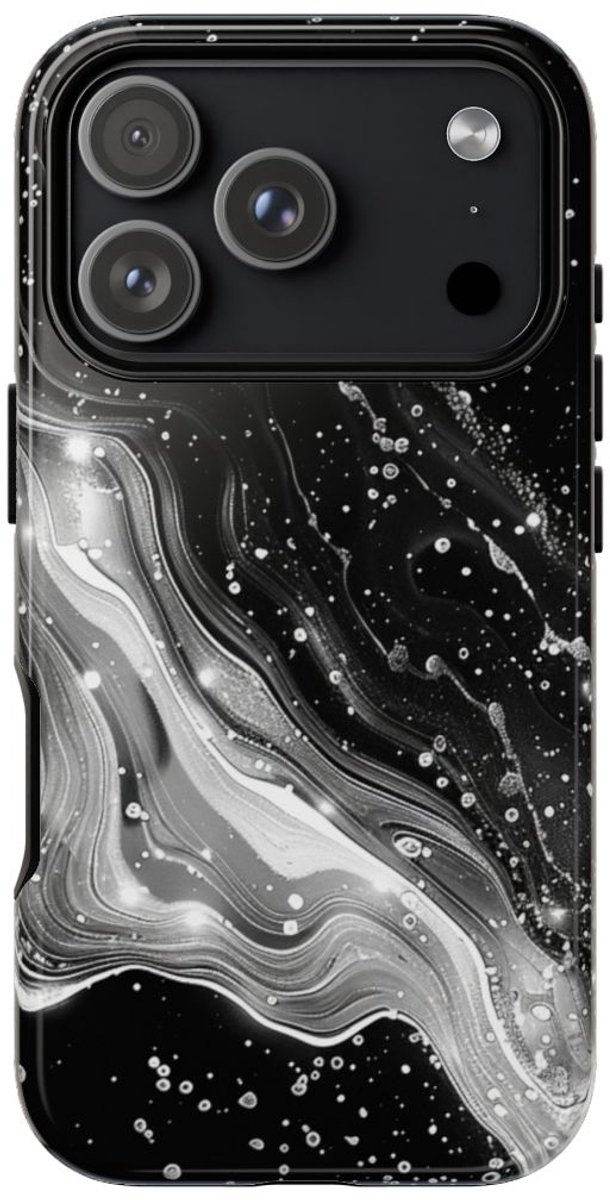 Zwart-Wit Abstracte Galaxie – Telefoonhoesje Geschikt voor iPhone 17 Pro