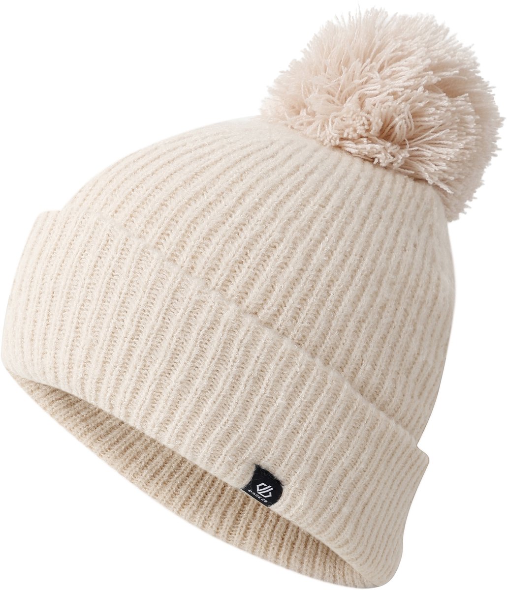 Maya gebreide beanie muts met pompon voor dames Beige
