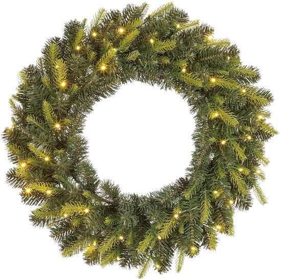 Black Box Trees Grimshaw Kerstkrans met LED Verlichting - Ø60 - Groen