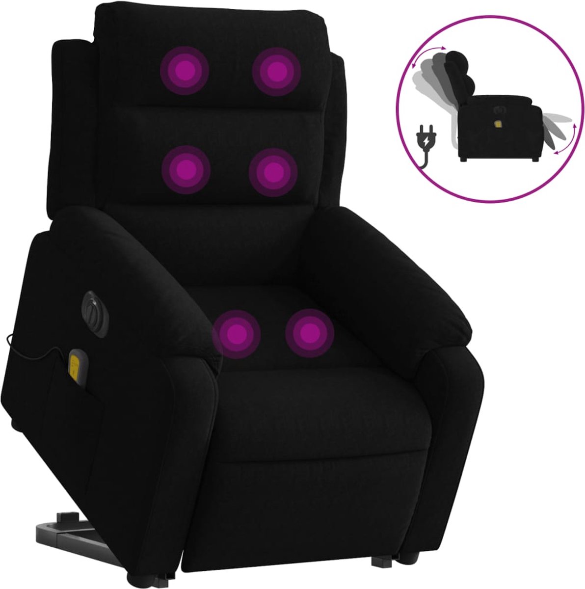 vidaXL Sta-op-massagestoel - elektrisch - verstelbaar - fluweel - zwart
