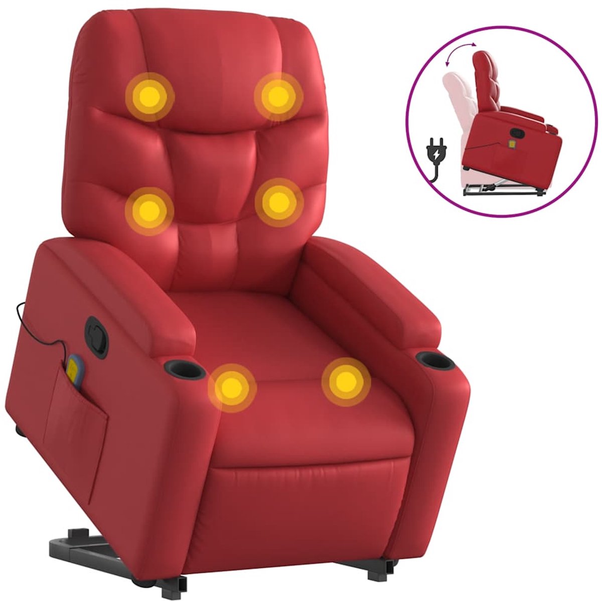 vidaXL Sta-op-massagestoel - verstelbaar - kunstleer - rood