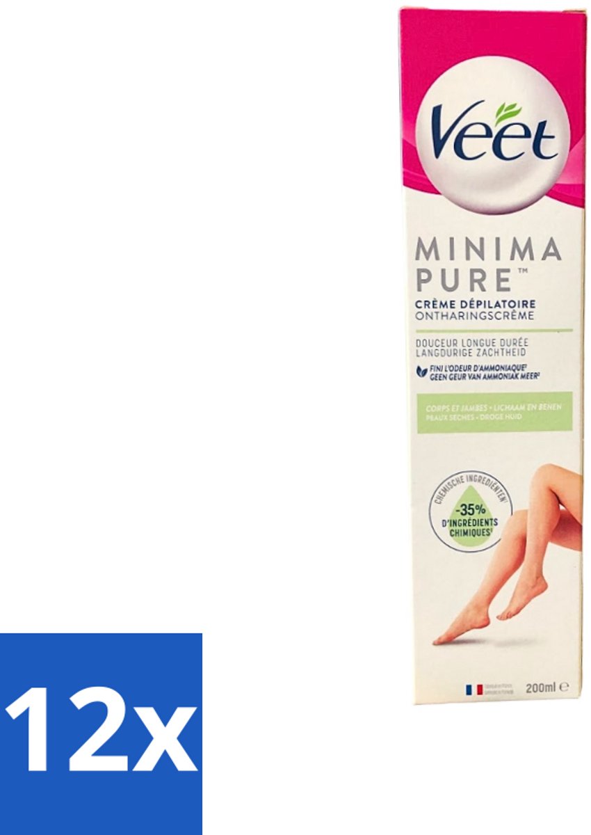 12 x Veet - Minima Ontharingscrème - Droge Huid - 200ml - Ontharingscrème - Droge Huid - Veet Minima - Ontharing - Gladde Huid