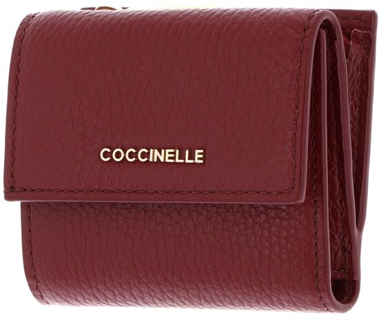 COCCINELLE Cuir porte-monnaie Metallic Soft Wallet Grained Leather Ribes framboise