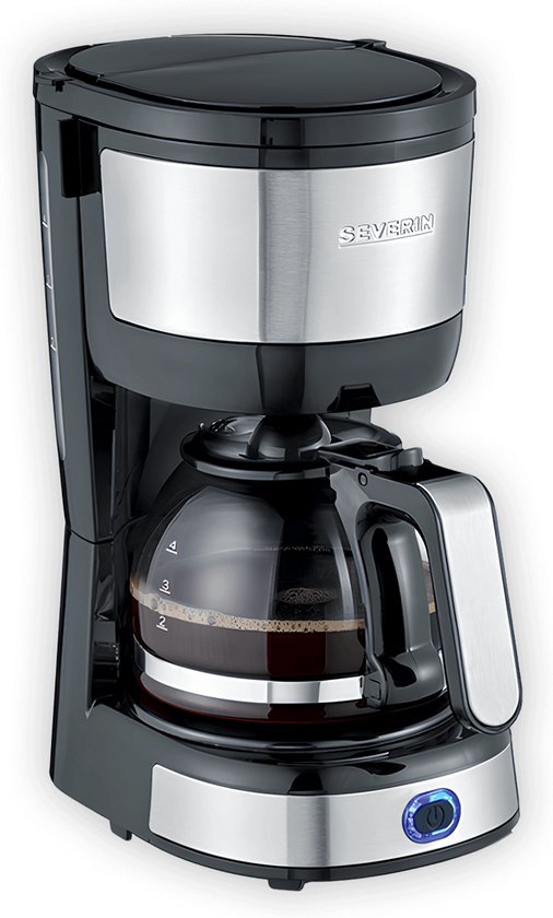 Severin KA 4805 Filterkoffiezetapparaat - Voor 4 Kopjes, Met Glazen Kan En Warmhoudplaat, Roestvrij Staal/zwart