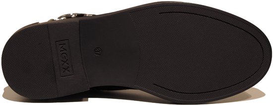 Semelle de bottines noires avec logo Mexx et profil.