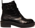 Bottines noires à imprimé crocodile, fermeture éclair et boucle, avec logo M.