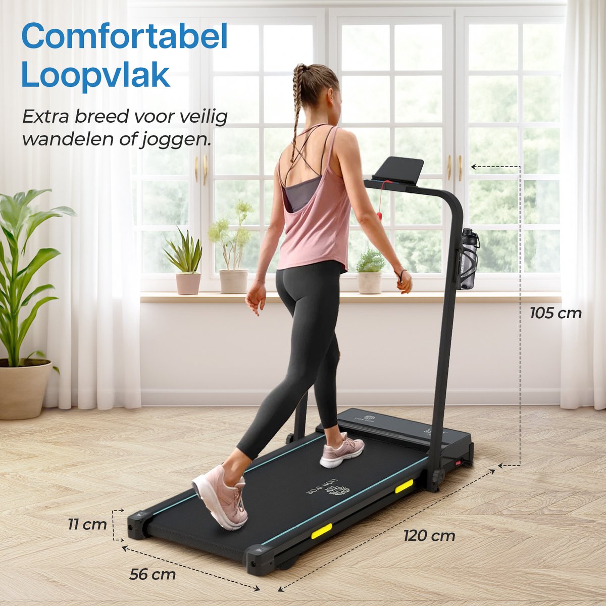 Afbeelding 3 van Lion D'or - Loopband - Loopband Inklapbaar - 1-12 km/h - Met Afstandsbediening - Met Speaker & App - Treadmill - Sport - Wandelen - Hardlopen - LCD Display -