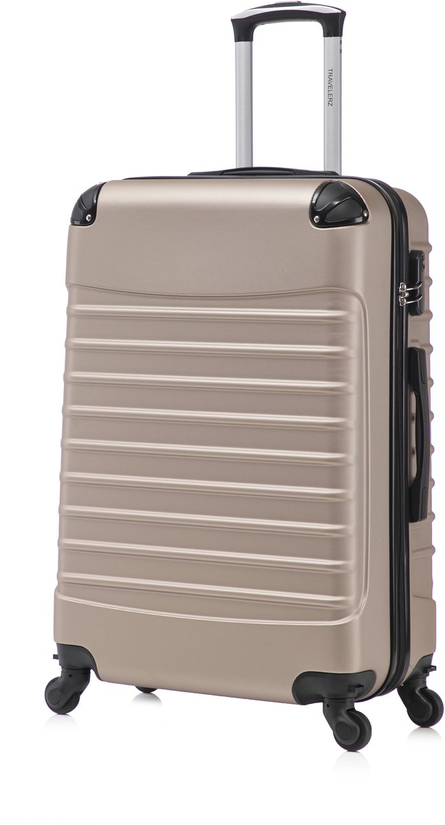Travelerz Rome Koffer maat XL– Ruimbagage 95 Liter - Lichtgewicht ABS – Spinner Wielen – Met Cijferslot - Champagne