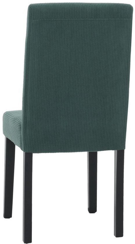 Set de 2 chaises de salle à manger Littau, chaise de cuisine à dossier haut, bois de corde en tissu/textile ~ vert, pieds foncés