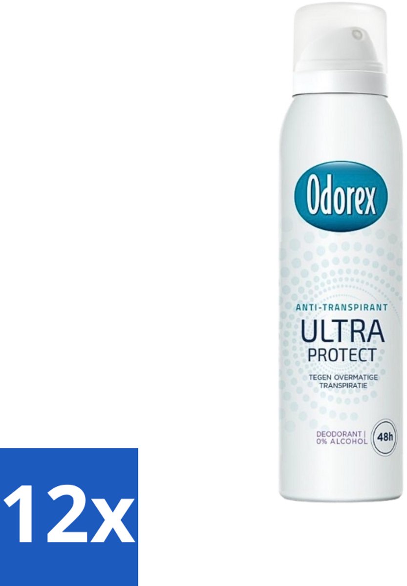 12 x Odorex - Deodorant Spray - Ultra Protect - Extra Krachtig - 150 ml - Anti-transpirant Spray - Zweetbeheersing - Geurbeheersing - Extra Krachtige Bescherming - 48 Uur Bescherming