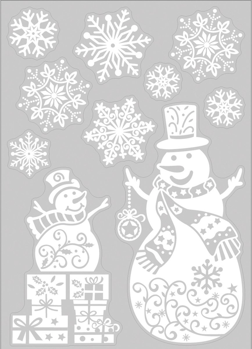 Anna's Collection Kerst raamstickers Sneeuwpop - vel van 34 x 28 cm - raamdecoratie - raamversiering