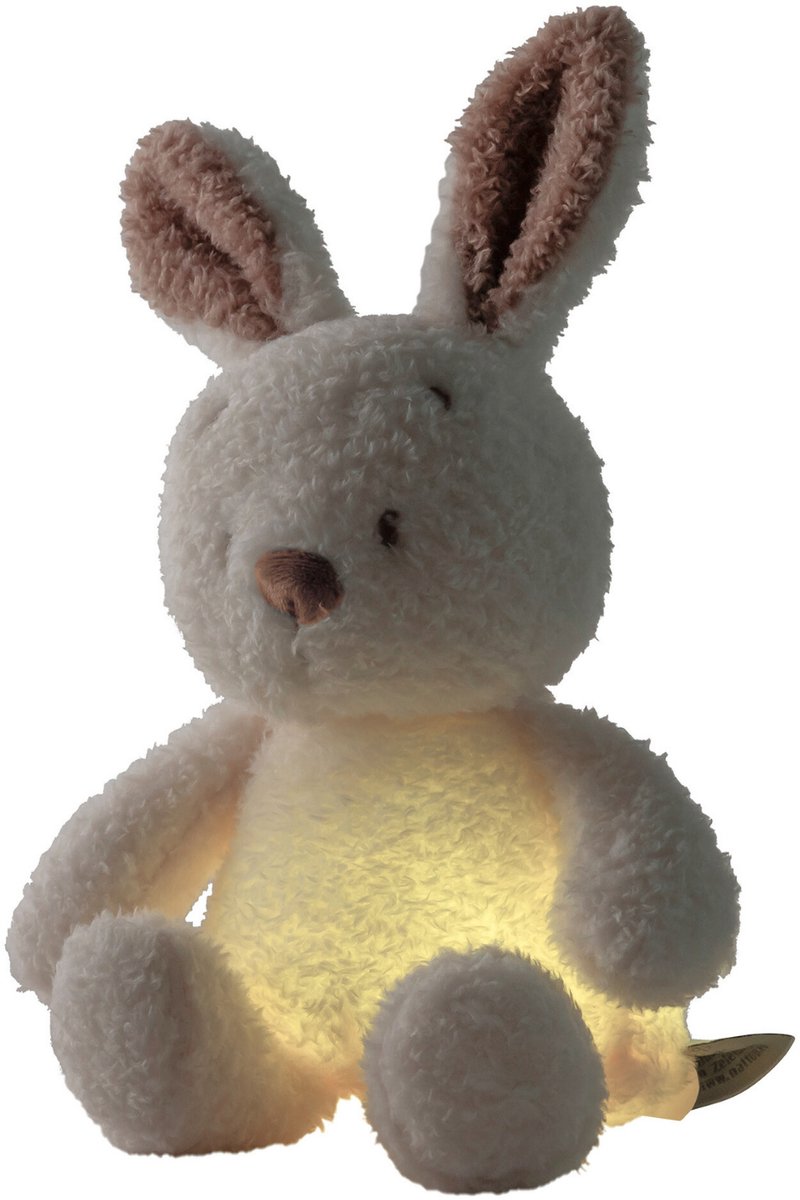 Nattou TEDDY Baby Nachtlampje Konijn - 19 cm - Zachte Baby knuffel - Baby cadeau - Beige