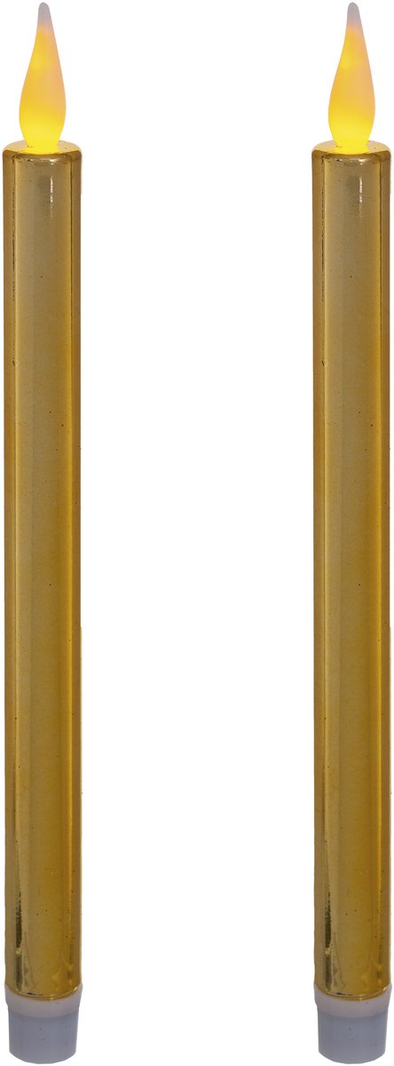Feeric lights & Christmas LED dinerkaarsen - 2x - goud - 28 cm - glitter - sfeervol Goudkleurig