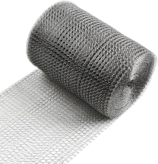 Filet anti-rats et anti-souris - Acier inoxydable - Antiparasitaire - Filet anti-parasitaire - Antiparasitaire - Souris - Anti-rats - Prévient les rats et les escargots du jardin - Convient aux jardins de fleurs et de légumes - 12,7 cm x 9 m - Argent