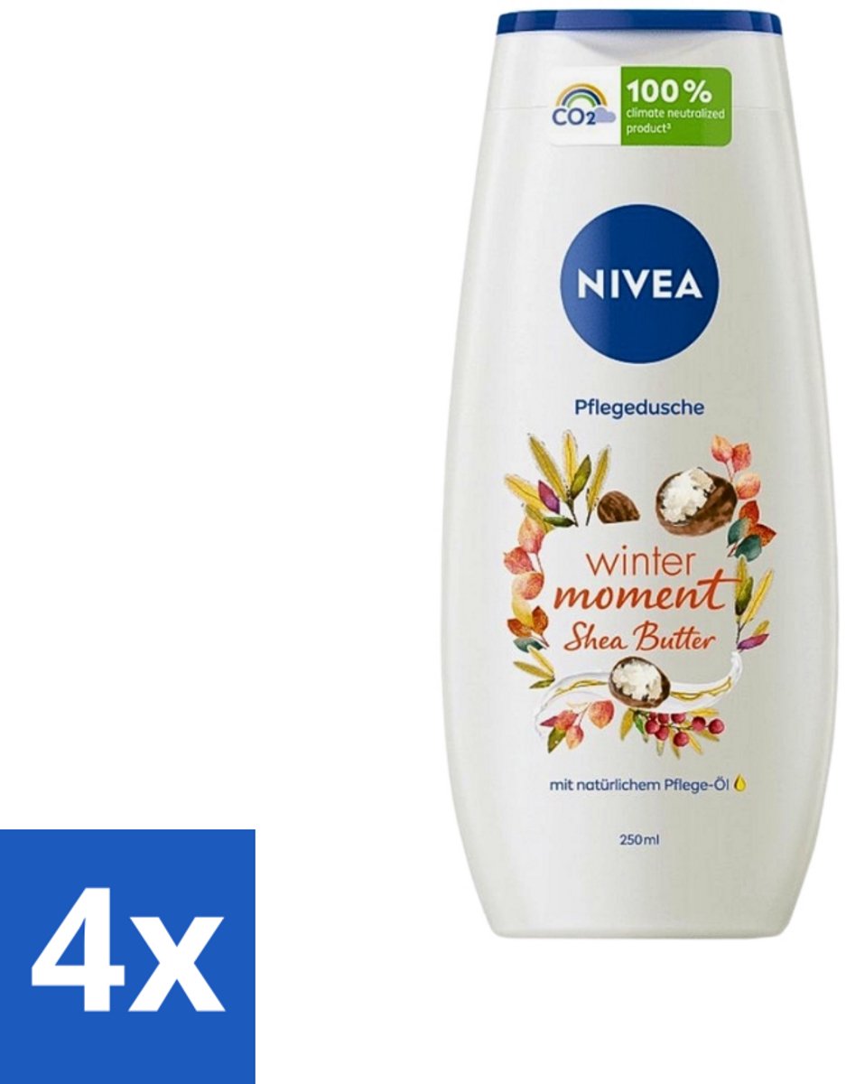 4 x Nivea - Douchegel - Winter Moment Shea Butter - 250 ml - Douchegel - Sheaboter - Winter Moment - Hydratatie - Verzorgende Douchegel